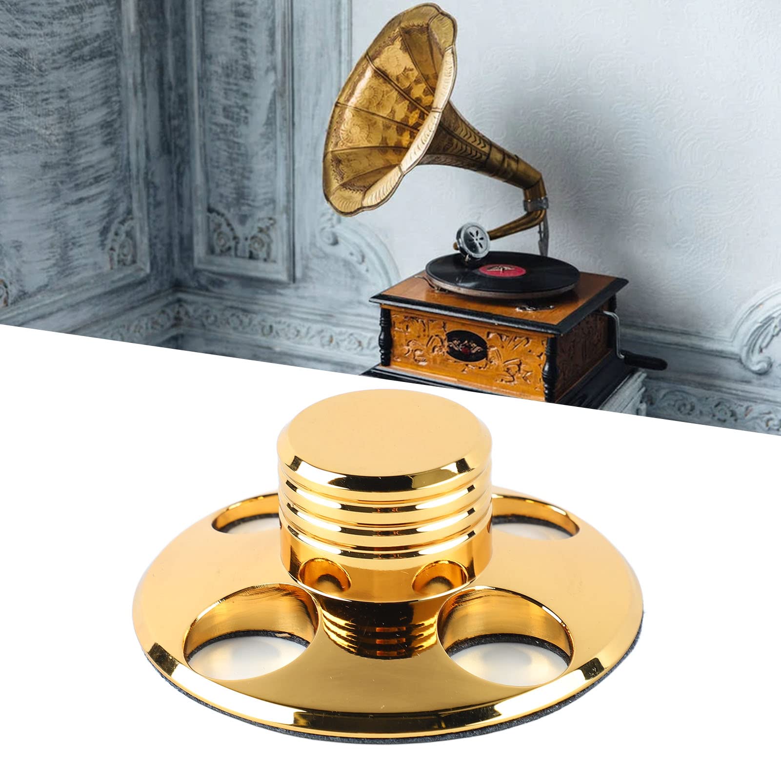 Stabilizzatore per pesi piatti livello giradischi, morsetto a disco record in metallo, stabilizzazione fine per una migliore qualità del suono, design standard per una perfetta corrispondenza