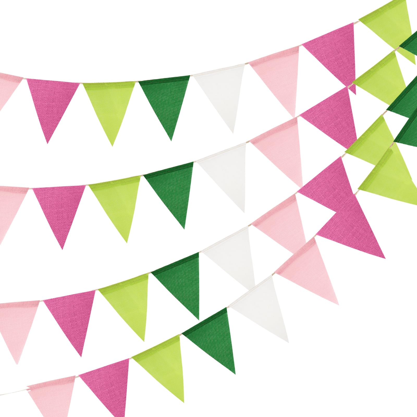 jijAcraft Rosa Grün Wimpelkette Outdoor: 12M Wetterfest Party Girlande für Garten 3 Stück Wiederverwendbar Wimpelgirlande für Camping 36 Schöne Wimpel für Umweltbewegung Waldhochzeit Geburtstag