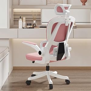 Office Chair, Ergonomic Office Chair with Back and Armrest Angles Adjustable, Computer Chair for Office and Games, Office Desk Chair Adjustable Seat Height,Pink