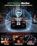 4K+2,5K+ 2,5K 3 Chaîne Dash Cam - Avant/arrière/intérieur - 5,8GHz WiFi 6 Dashcam avec IR Vision nocturne, 64GB Carte, 24H Mode de stationnement, capteur G - Voiture Dash Cam pour Rideshare & Taxi
