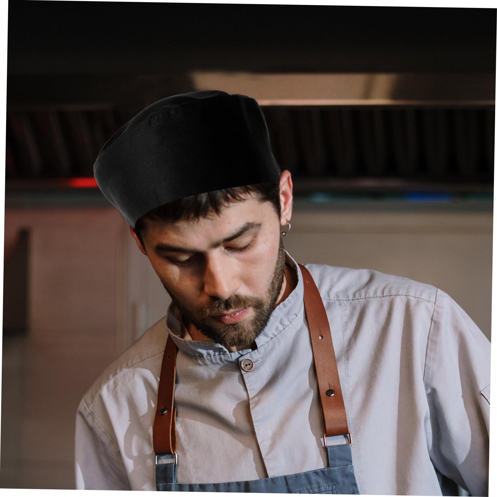 CALLARON Cappello Da Lavoro Da Cucina Cappello Da Cuoco Per Berretto Da Lavoro Cappello Da Cuoco Caps Berretto Da Notte Da Uomo Tappo Di Pulizia Cotone Black
