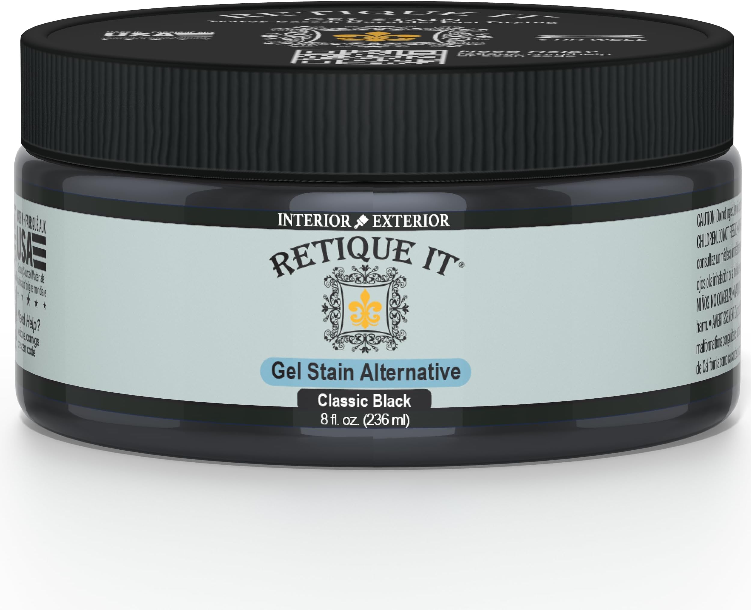 Water-Based Gel Stains by Retique It (8 Ounce Stain, 10 Classic Black)