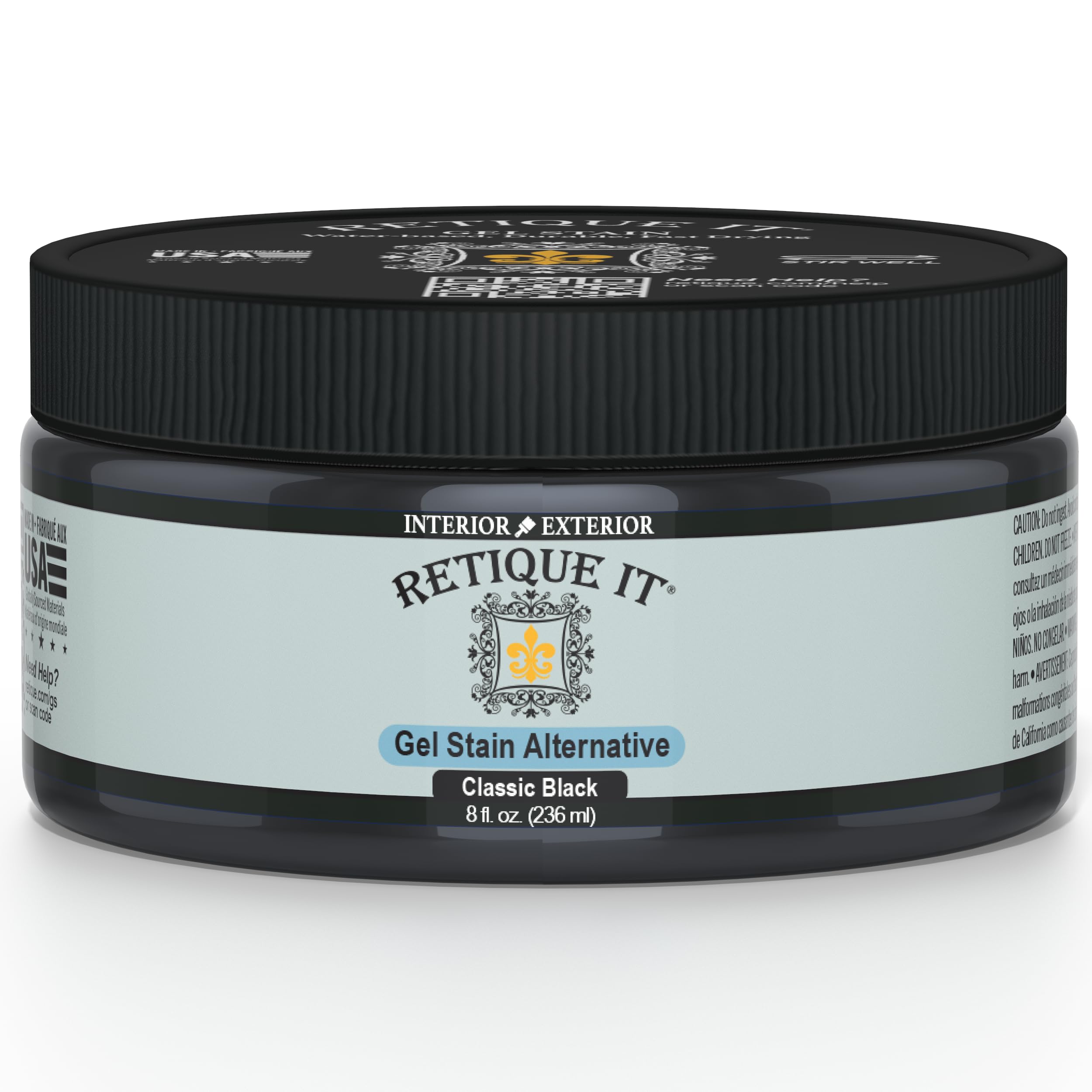 Water-Based Gel Stains by Retique It (8 Ounce Stain, 10 Classic Black)