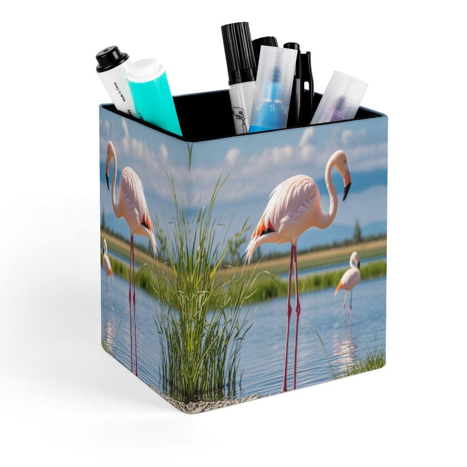 LZQPOEAS Flamingos Pen Holder Modern Design Desktop Stationery Organizer Simple&Modern Minimalist Makeup Organizer Multi-Functional Pencil Holder for Office Home