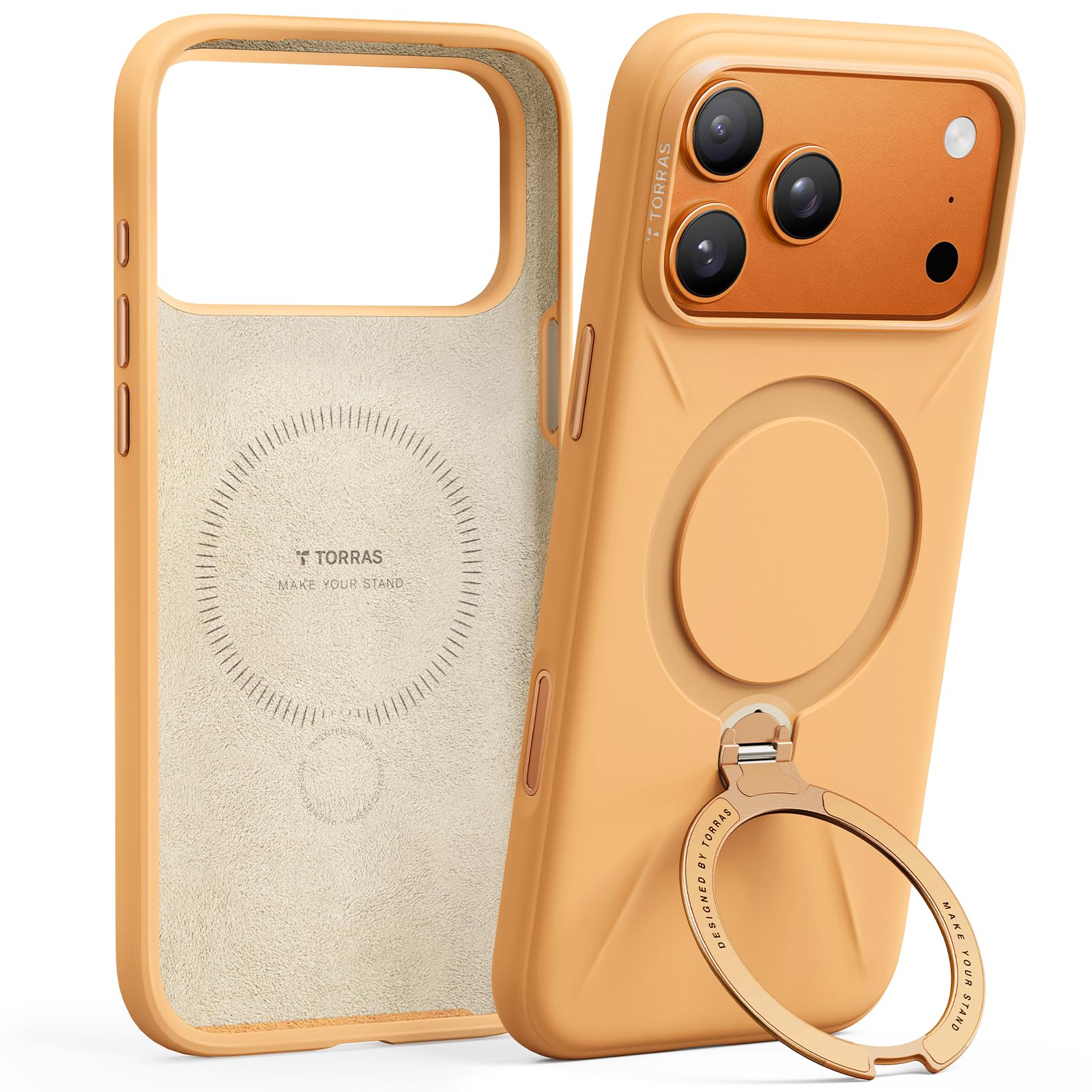 TORRAS Q3 Silicone for iPhone 17 Pro Max Case Magnetic Stand Pastel Orange
