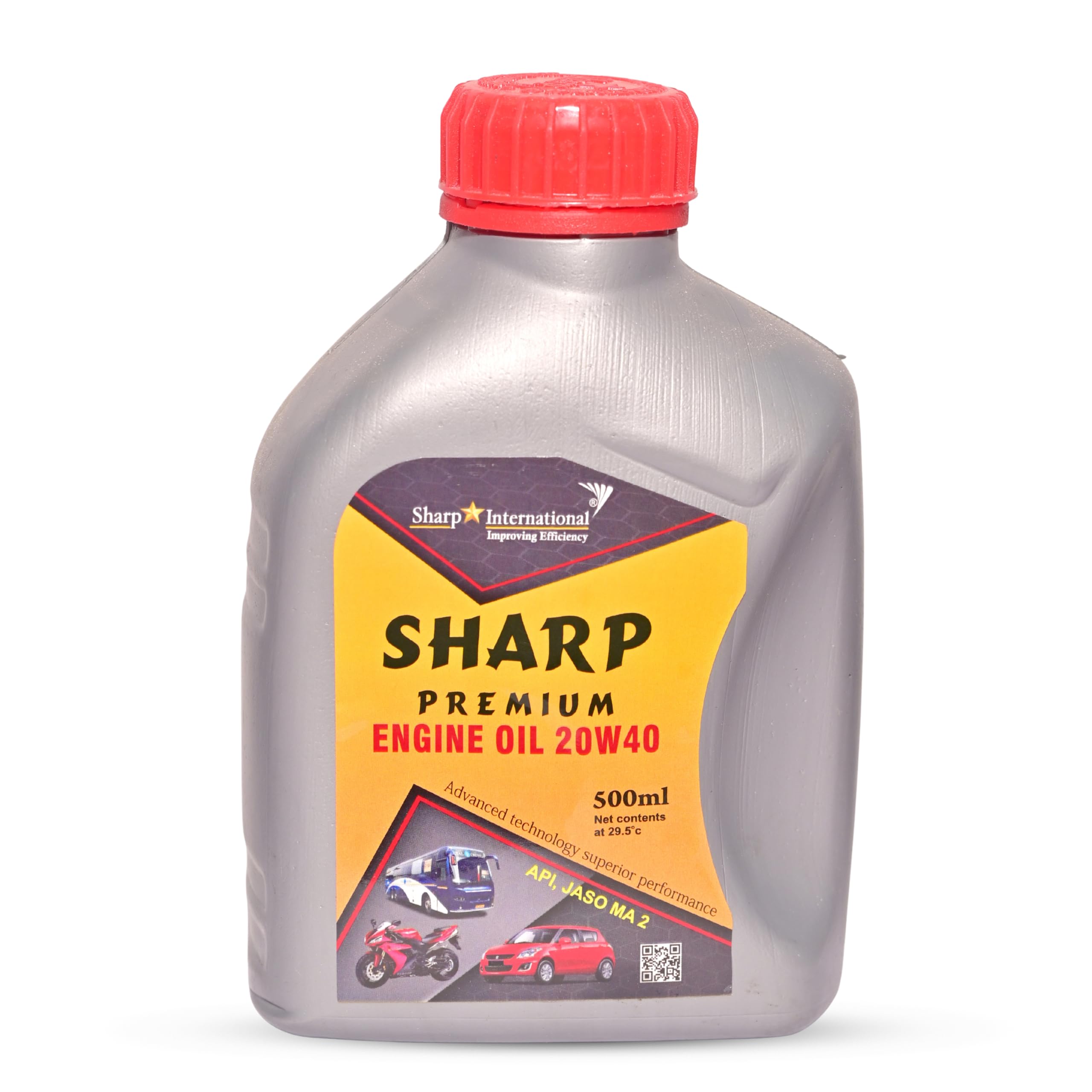 Sharp Premium Engine Oil 20W40 | API & JASO MA2 Certified | High Performance Multigrade Lubricant for Bikes, Cars & Commercial Vehicles | 500 ml-image-40