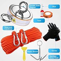 Vista 2 de Kit de pesca con imán de doble cara de 2600 libras con estuche, imán Dazakoot para pesca y búsqueda del tesoro, kit de pesca magnético premium