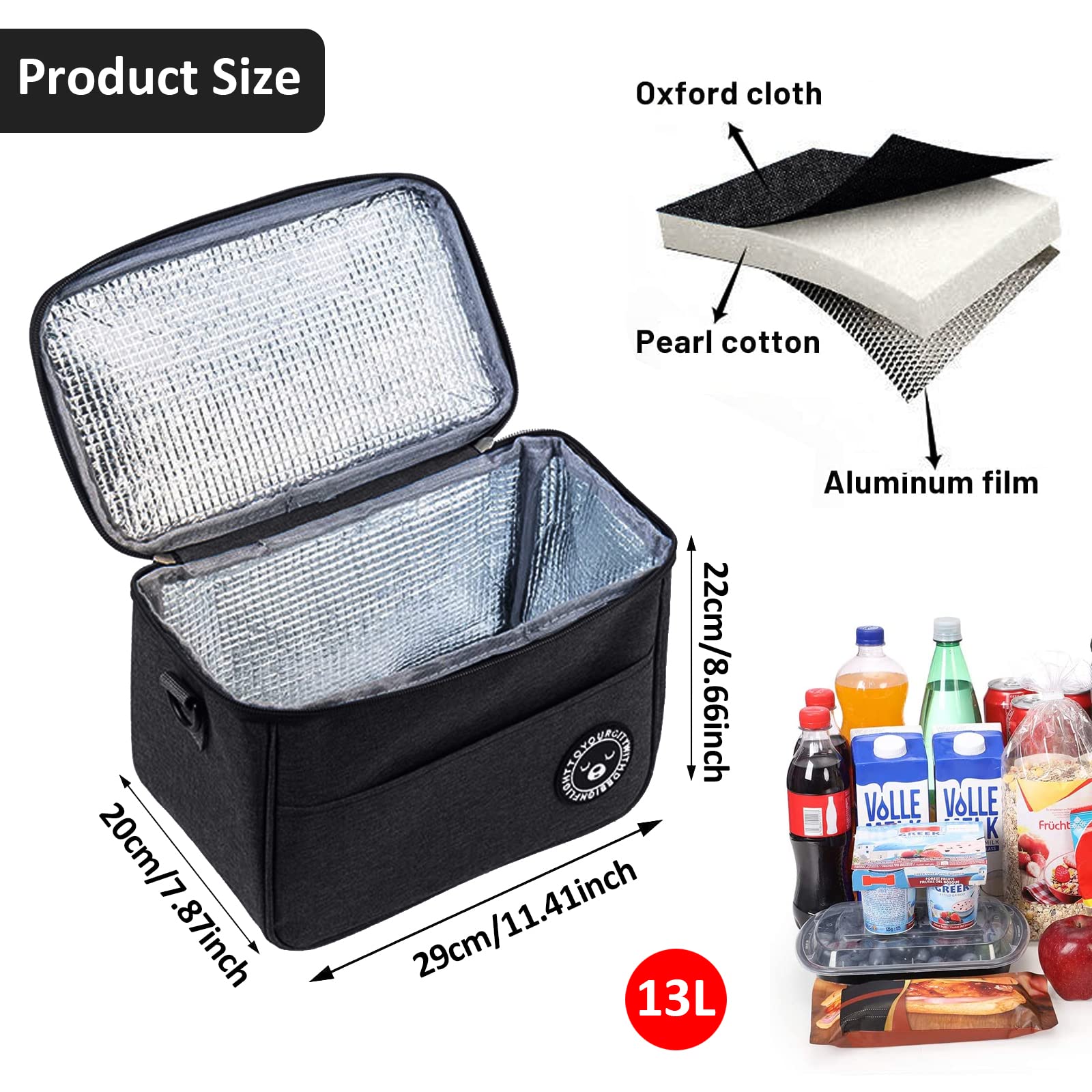 Sac Isotherme Repas Grande Capacité 20L - Glacière Étanche Multi-Poches - Pour Bureau, Pique-Nique & Camping