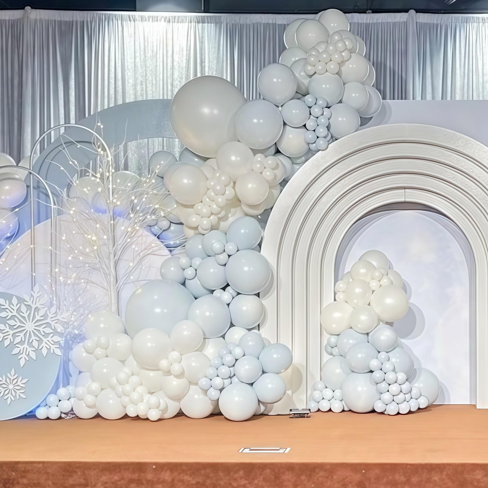 12 Zoll Luftballons Pastell Blau Weiß Geburtstagsdeko, 35 Stück Hell Blau Pearl Weiß Transparenter Latexballon, Pastell Helium Ballons für Geburtstag Babyparty Brautparty Hochzeit Verlobung Winter