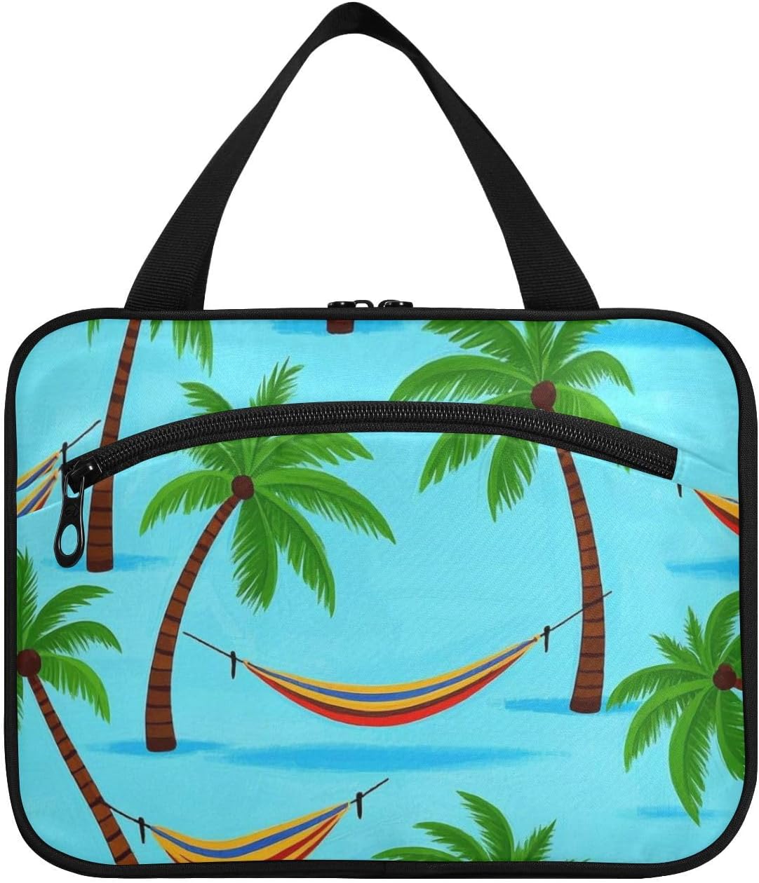 Summer Blue Coconut Tree Hammock Hanging Toiletry kit for Men with Hook, Designer Accessories kit Bag for Men for Travel Essentials Vacation estuches para maquillaje L
