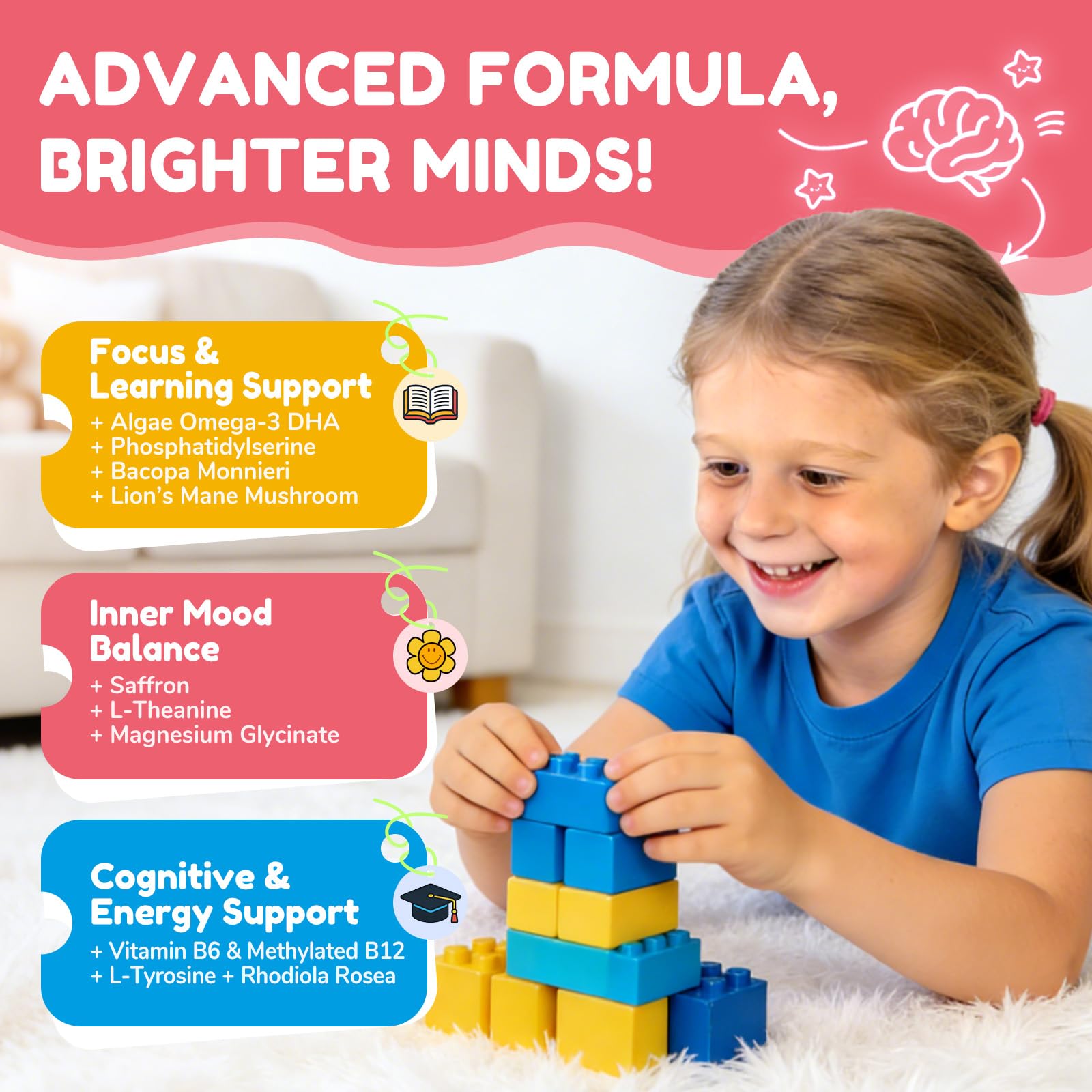 Focus Gummies for Kids, Brain Supplements Gummies, 60 Count — Amazon image 3