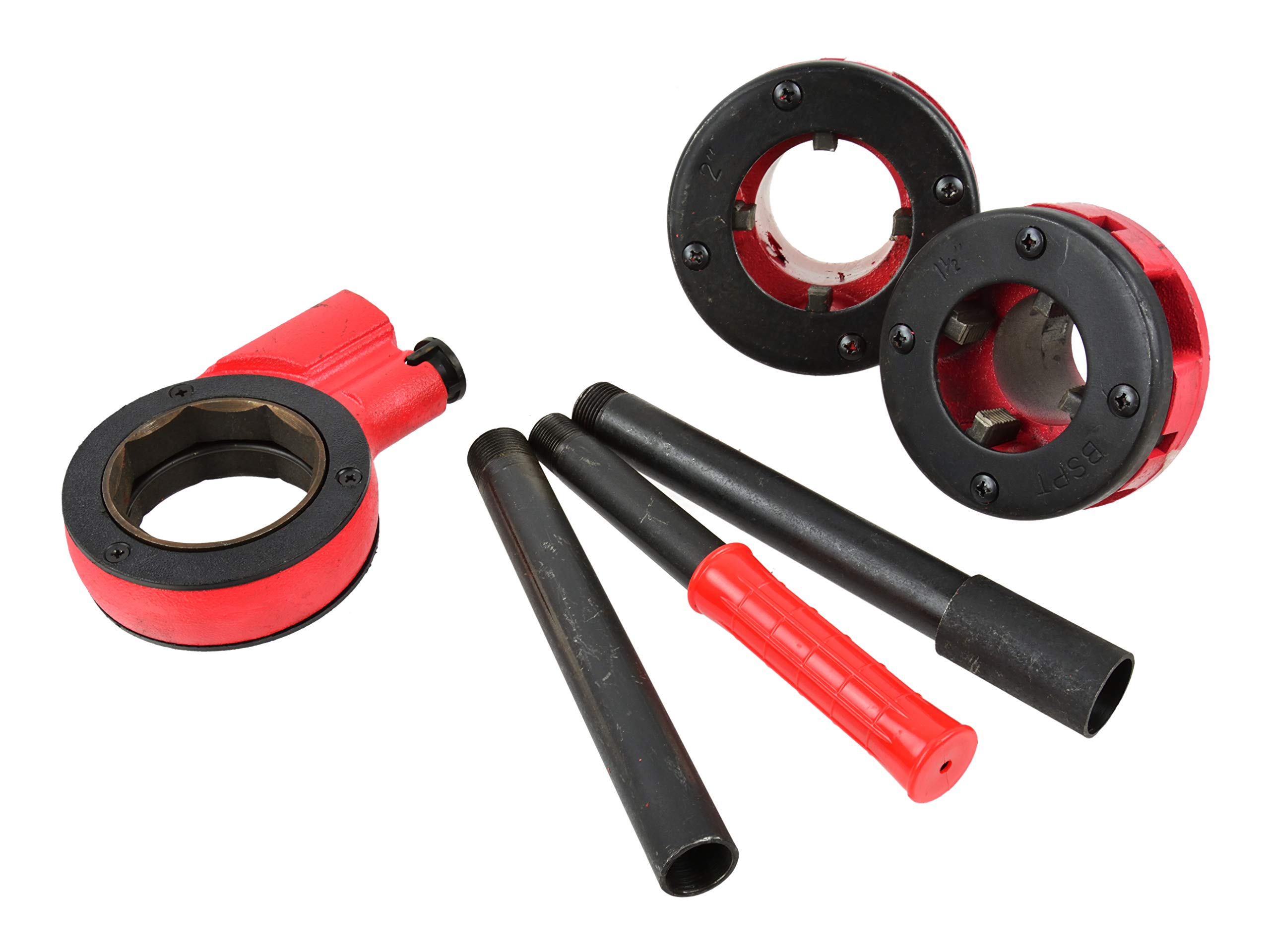BSD Juego de Terrajas de Carraca para Tuberías, Juego de Terrajas de Roscar para Tubo - 3 piezas - 3/2” y 2”