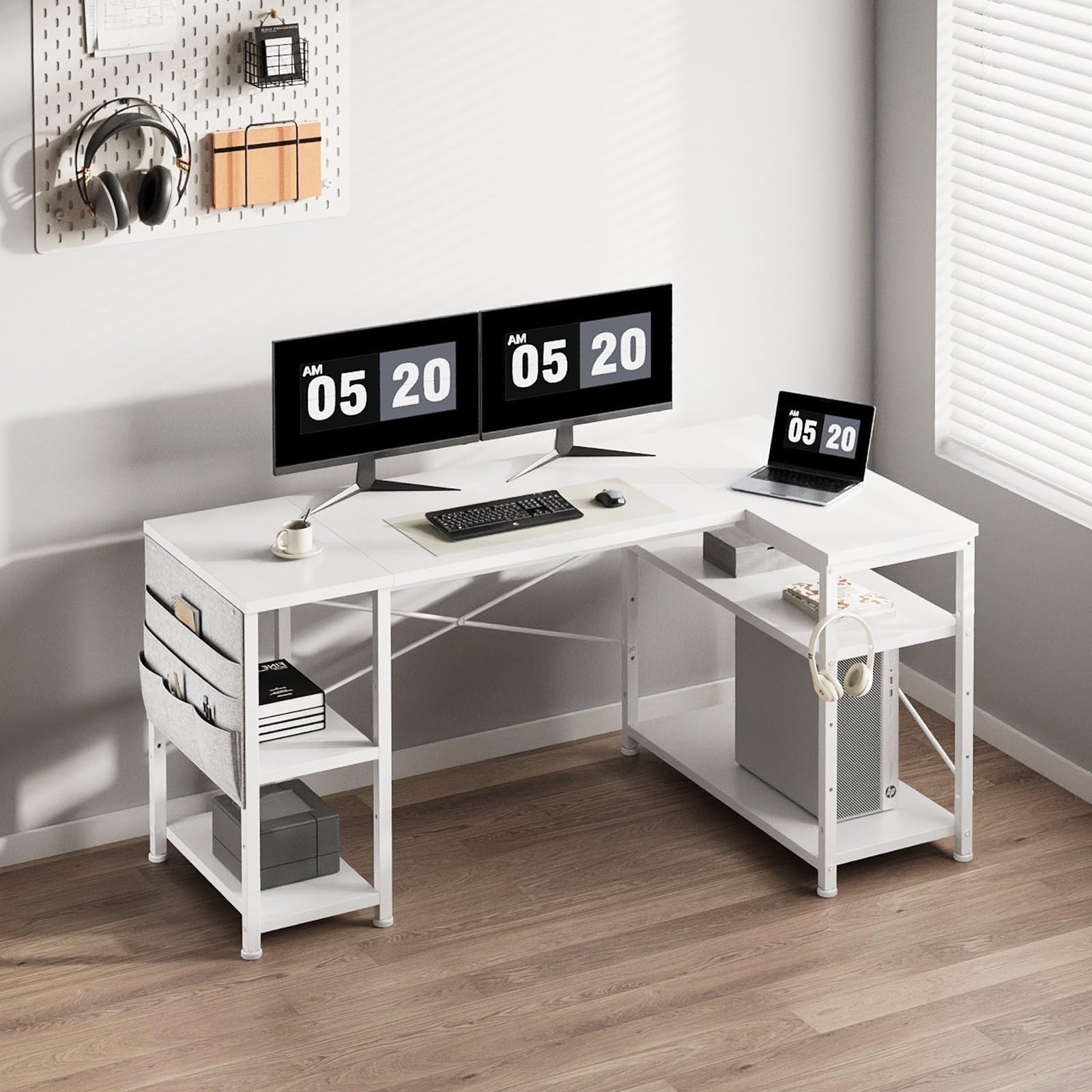 Amazon | YeTom l字デスク机pcデスク幅130cm パソコンデスク勉強机学習
