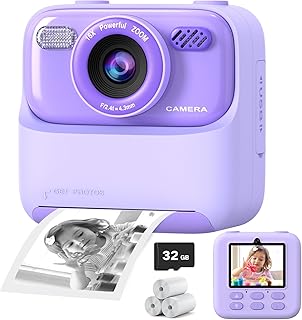 Kids Instant Digital Cameras for Boys and Girls, 1080P HD Dual-Lens Selfie Digital Camera with Print Paper & 32G Card, Christmas Birthday Gifts Toys for Toddler and Teenagers Age 3-16 Years Old ClimeCo Certified