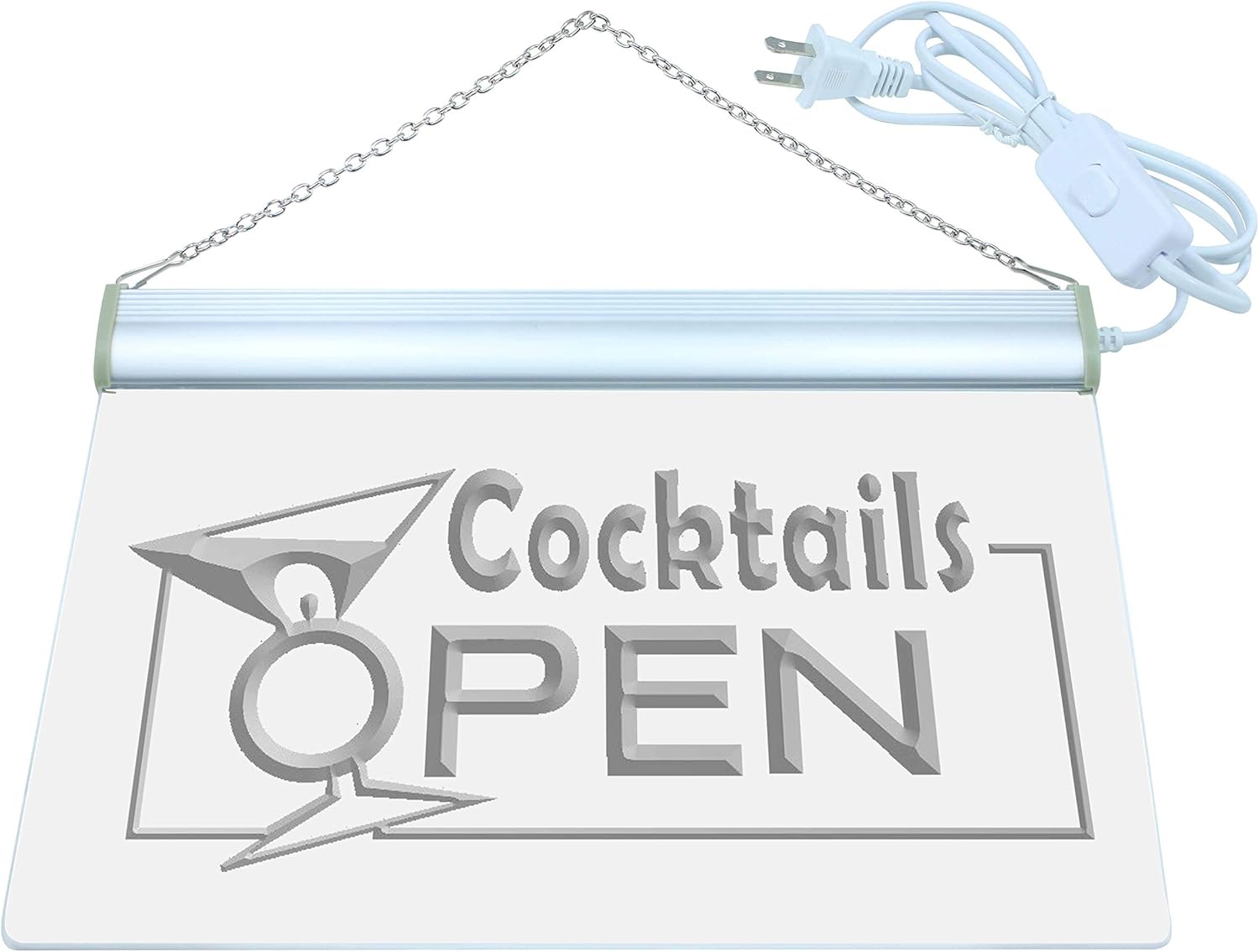 ADVPRO Open Cocktails Wine Bar Pub Club LED Neon Sign White 12 x 8.5 Inches st4s32-i014-w