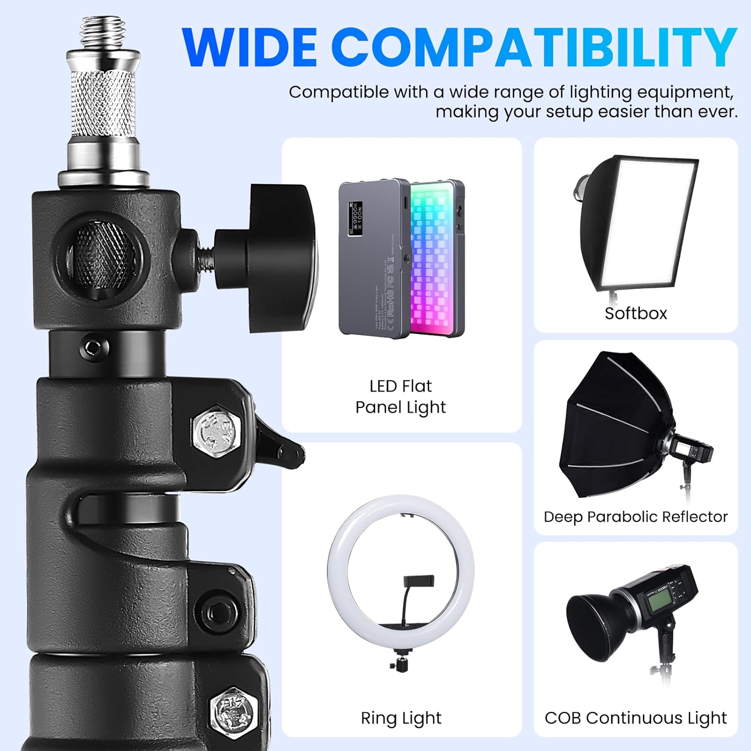 Ring Light Wall Mount with 45.7" Adjustable Boom Arm - Professional 360° Rotation Studio Photography Light Stand - 12lb/5.4kg Load Capacity for Salons, Makeup, Photography and Video Recording