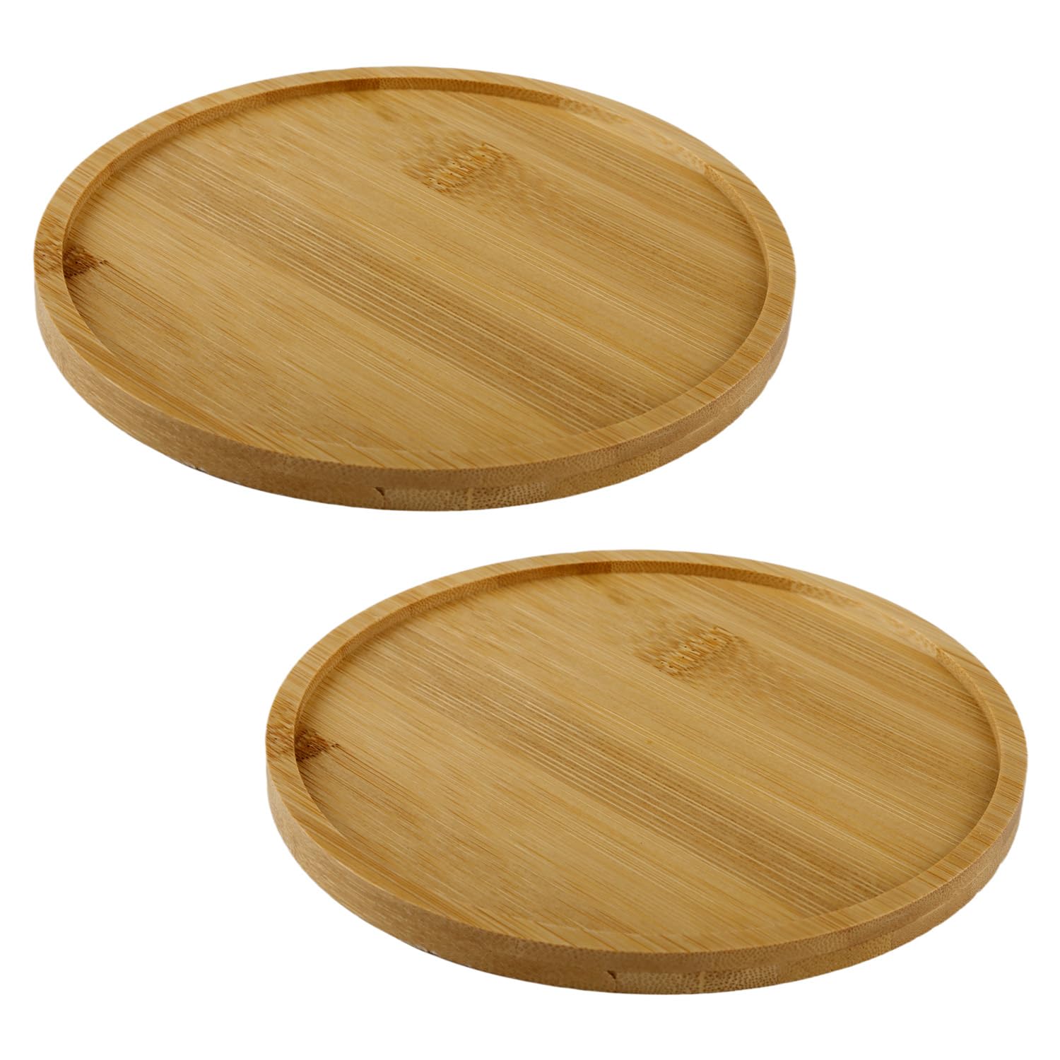 Gaomumu 2PCS Bamboo Round Pot Mats, Multi-Purpose Bamboo Trays, Simple Style Mats for Indoor Flower Pots, Tea Cups, Tableware, Plant Drip Trays & Table Protectors