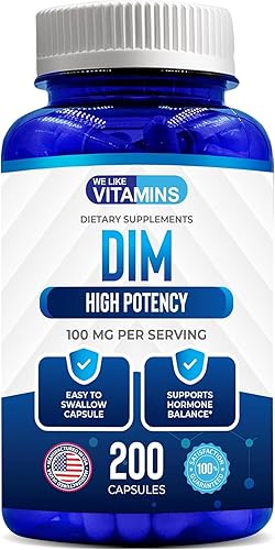 We Like Vitamins DIM 100 mg 200 cápsulas – Suministro para 200 días – Suplemento DIM de diindolilmetano para apoyo con niveles saludables de
