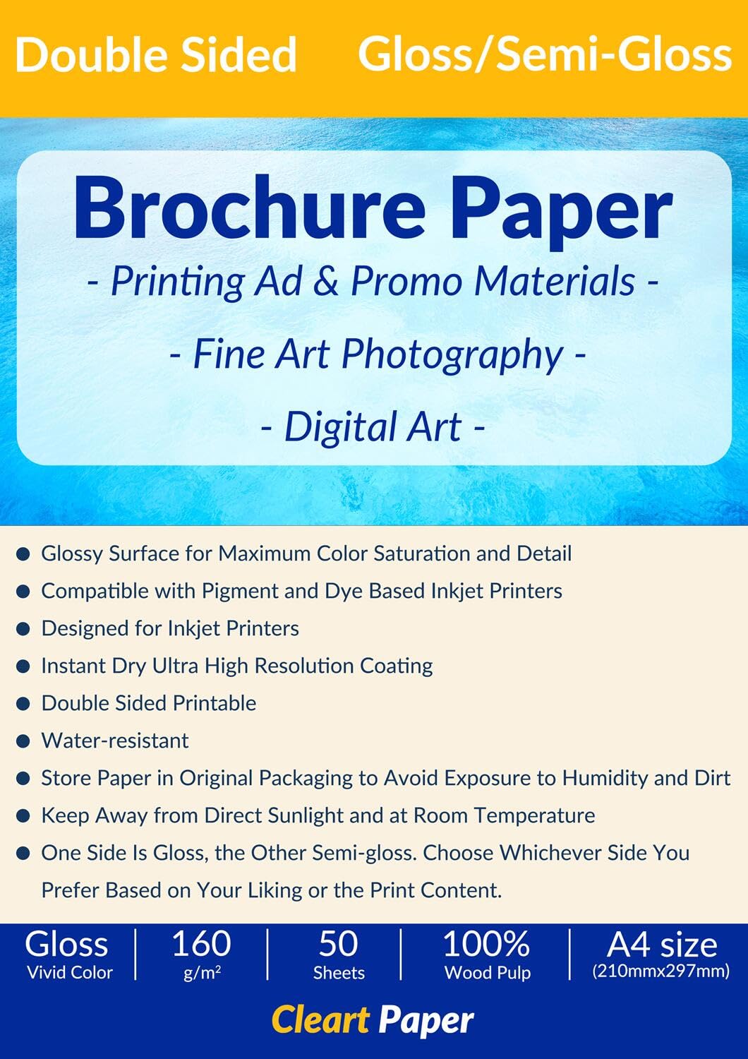 Inkjet Brochure Flyer Paper Double Sided Glossy Photo Paper, A4,160gsm