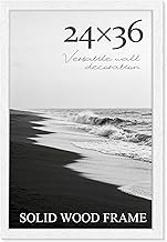 PEALSN Soild Wood 24x36 Poster Frame, White Poster Frames 24 x 36 inches for Wall Mounting Display, 1 Pack