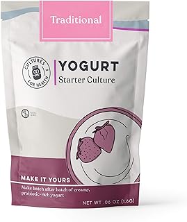 Traditional Yogurt Starter Culture | 4 Packets Direct-Set Thermophilic Starter | Make Up To 12 Cups Thick, Tangy Probiotic Yogurt | Powdered Live Active Cultures for Yogurt Making