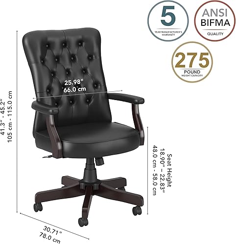 Miniatura 6 de Bush Business Furniture Office 500 - Silla de escritorio con respaldo alto y brazos en cuero negro