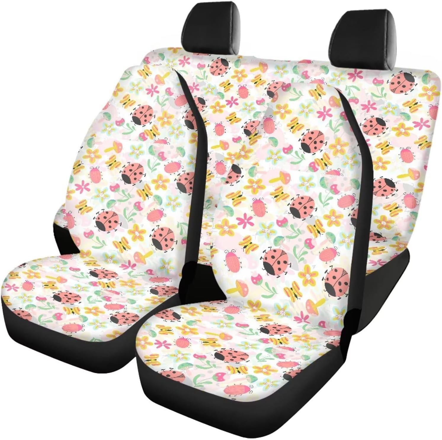 Rainbow Fluid Painting Car Seat Covers Full Set,Colorful Fluid Art Painting Washable Car Seat Cover Front and Back Automotive Seat Covers for SUV,Sedan