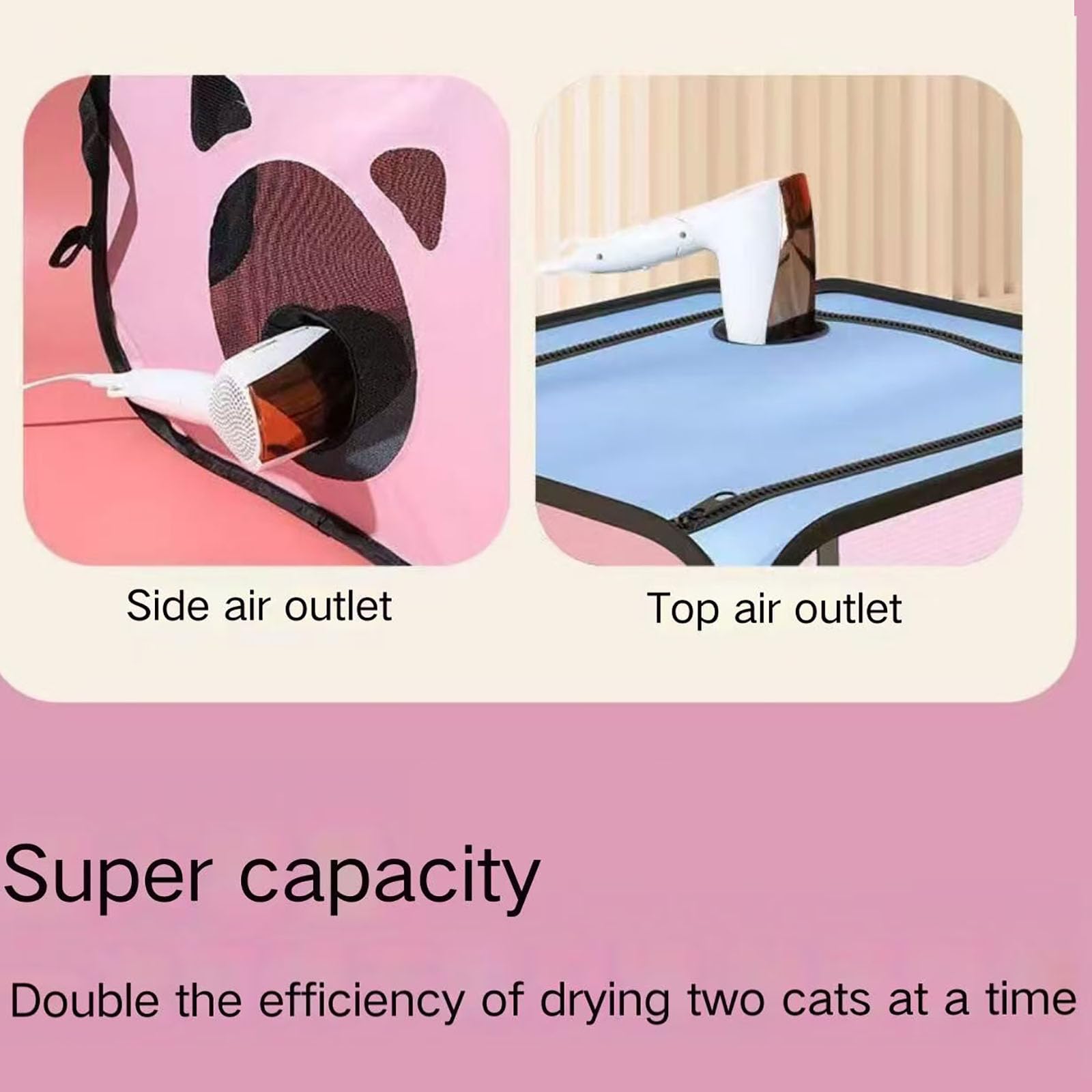 Scatola asciugabiancheria per cani e gatti, asciugatura efficiente a 360°, portatile, asciugatura rapida 10 minuti, materiale resistente antigraffio, anti-pelo, per la toelettatura della casa e i