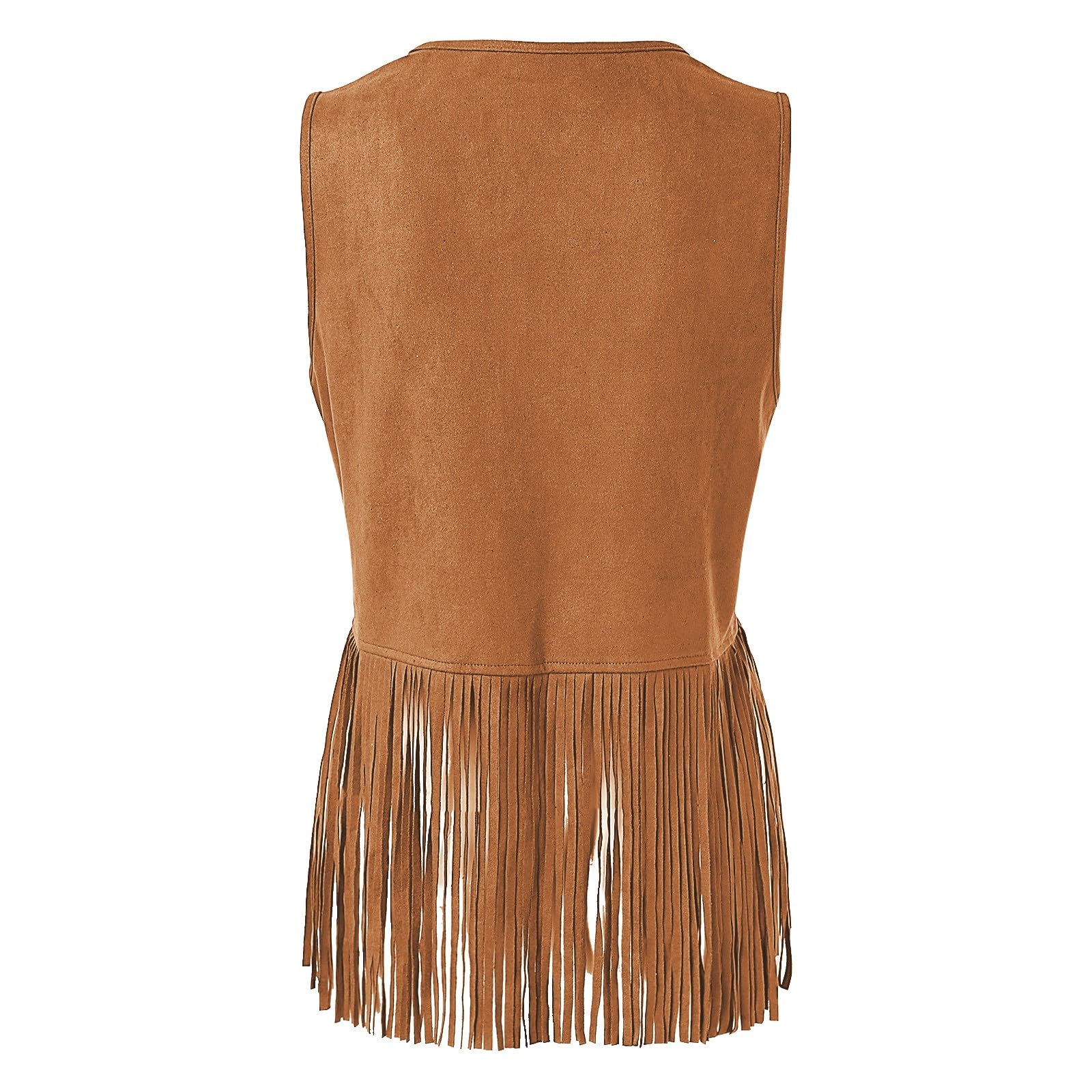 Gilet Femme Cowboy À Franges, Veste sans Manches Aspect Cuir Synthétique, Tenue Western Cowgirl Élégante Costume Cosplay Hippie Chic, Cardigan pour Femme