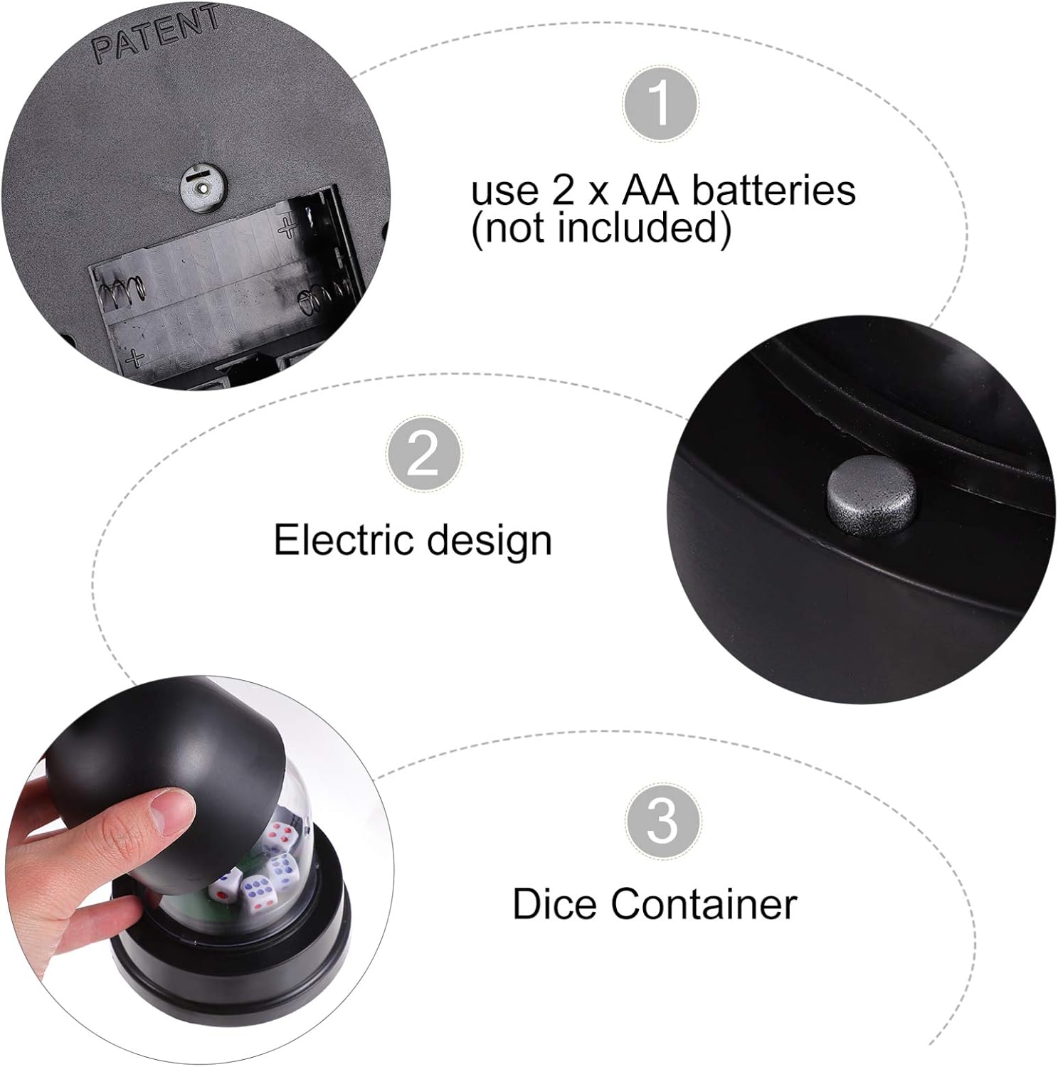 Automatic Dice Cup Electric Automatic Roller Cup with 5 s for KTV Pub Bar Party Board Game Accessories