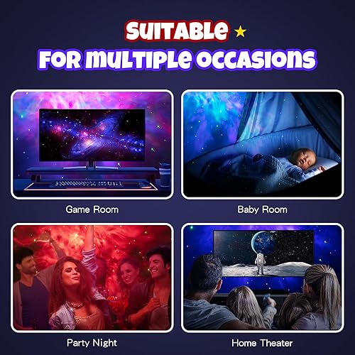 Miniatura 6 de Proyector de astronauta estrella y galaxia, luz nocturna estrellada espacial, lámpara de proyección de techo con temporizador y control remoto, para