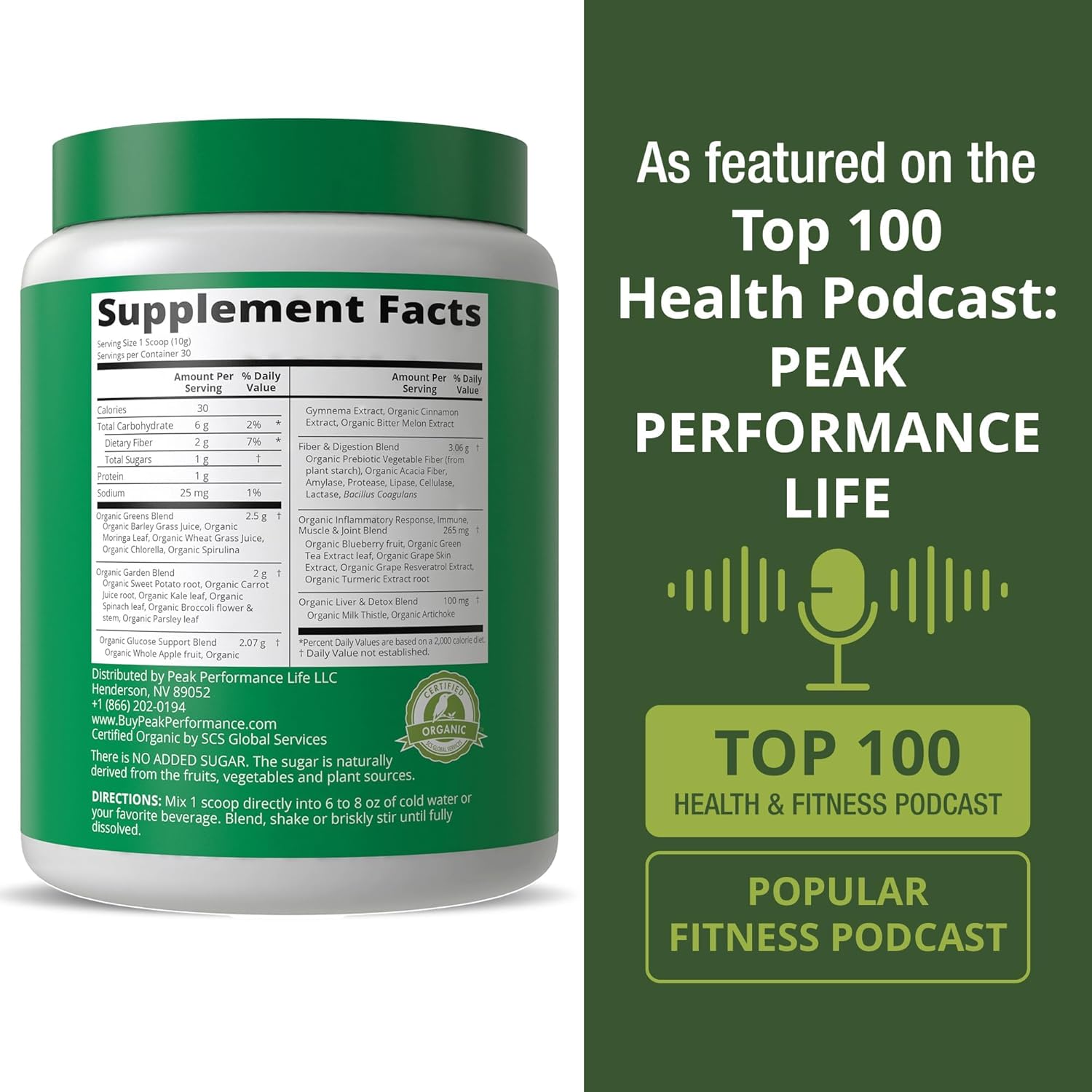 Peak Performance Unsweetened Organic Greens Superfood Powder. Super Greens Powder with 25+ Organic Ingredients for Max Energy and Athletic Performance. Vegan Keto Green Juice Daily Drink - Image 5