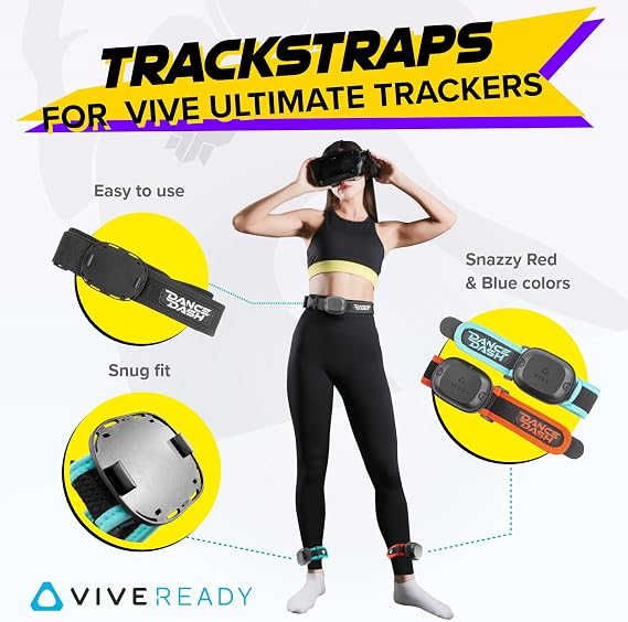 Rebuff Reality Trackstraps for VIVE Ultimate Tracker + Dance Dash Game Key, VR Straps for Full-Body Tracking, Vive Tracker Straps with Dance Dash Game, Ideal for VRChat, FBT & Immersive Experiences