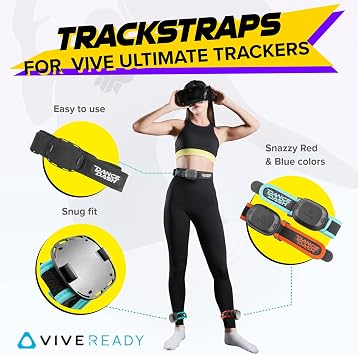 Rebuff Reality Trackstraps for VIVE Ultimate Tracker + Dance Dash Game Key, VR Straps for Full-Body Tracking, Vive Tracker Straps with Dance Dash Game, Ideal for VRChat, FBT & Immersive Experiences