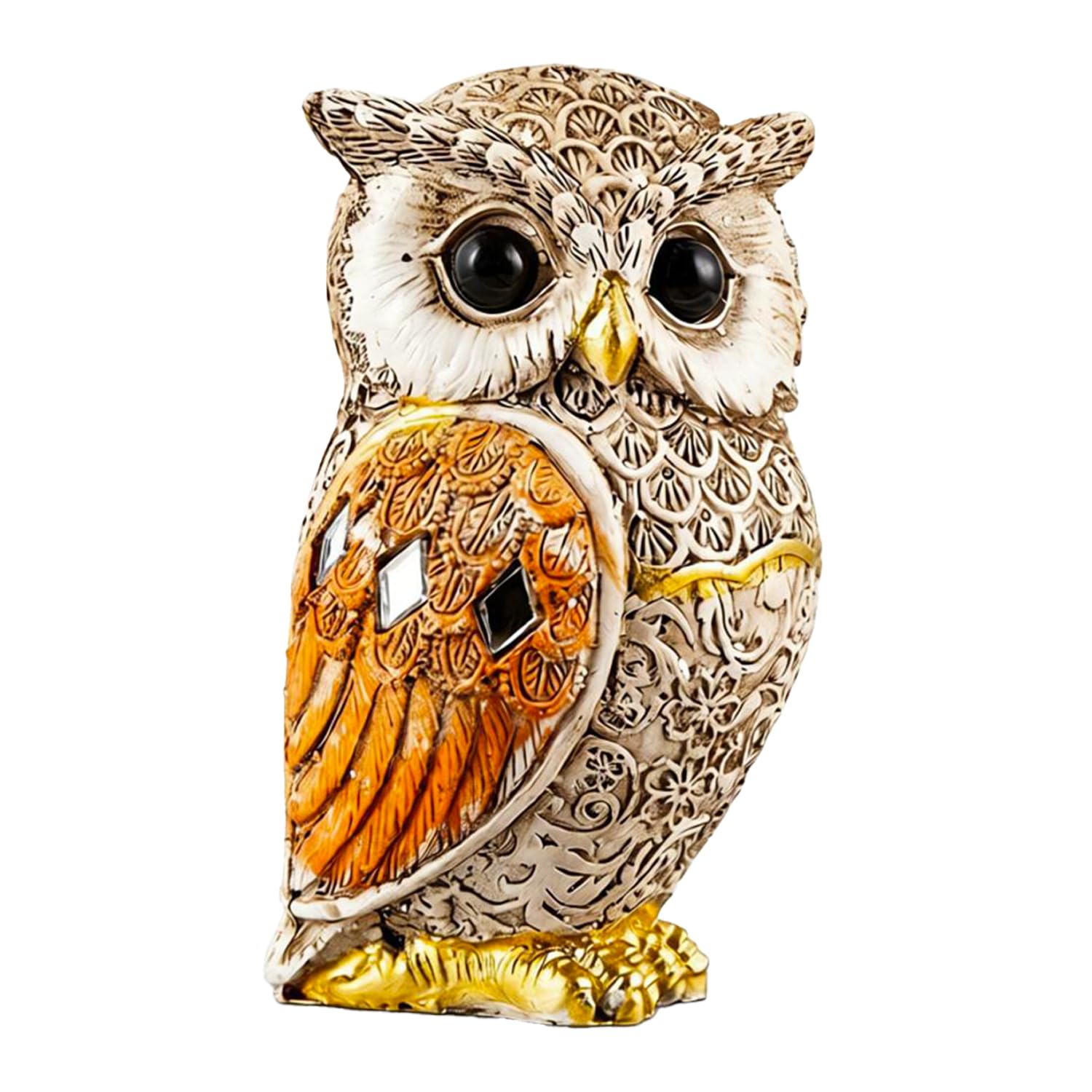 Thaippy Wisdom Orange Wing Owl Premium Polyresin Owl Figurines, Animal-Themed Statue, Exquisite Craft Statuette, Artistic Owl Sculpture With Openwork Patterns – Home, Office, Shelf & Tabletop Decor, Lovely Home Accent Gift