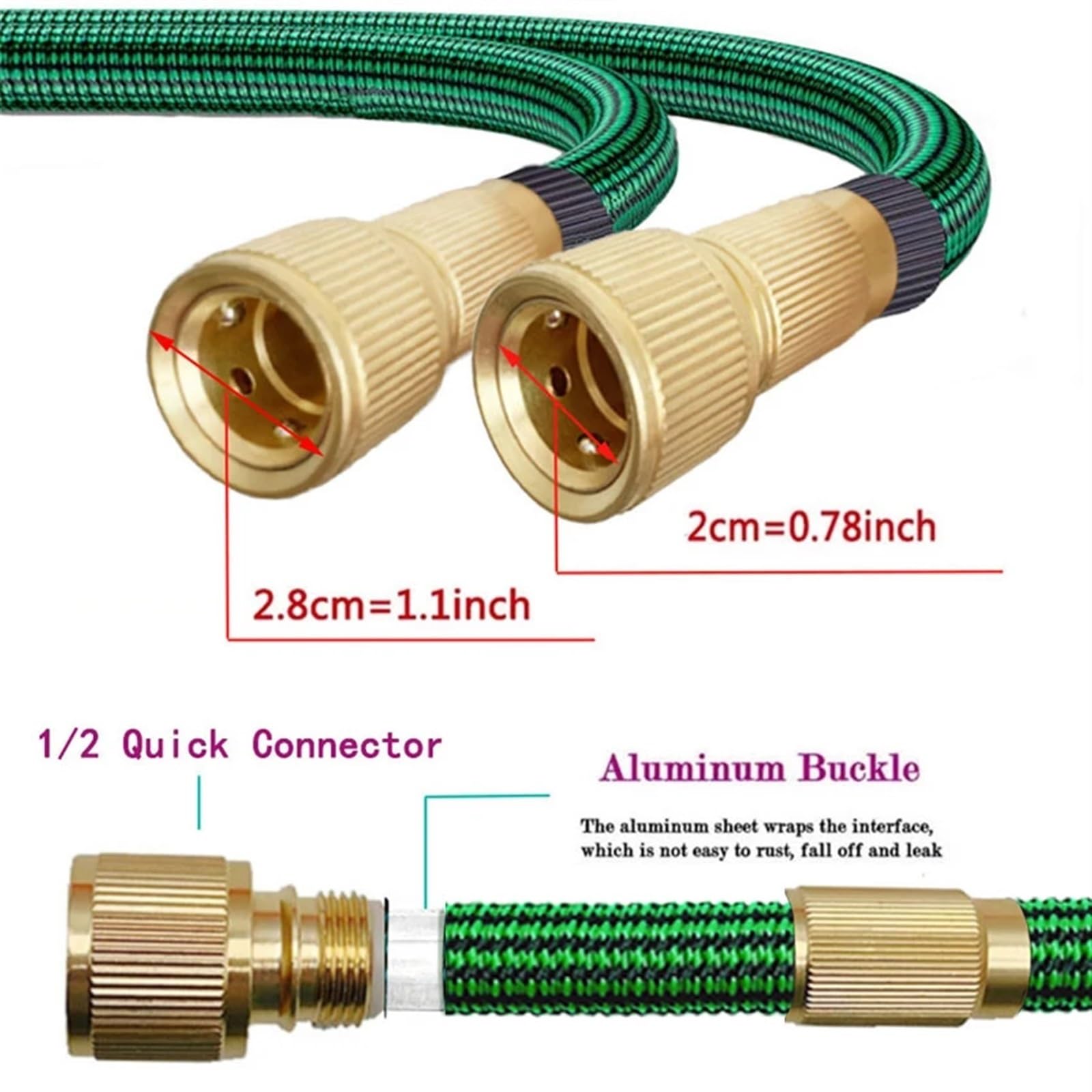 Manguera de riego Extensible for jardín, Manguera de Limpieza Flexible, Lavadora de Coches de Alta presión, tubería de plástico for riego(A pcs hose-10,1/2''_75FT)