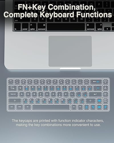 Miniatura 6 de Teclado 60%, teclado para juegos retroiluminado RGB con cable USB-C, portátil de 68 teclas, mini teclado compacto para viajes de negocios, oficina,