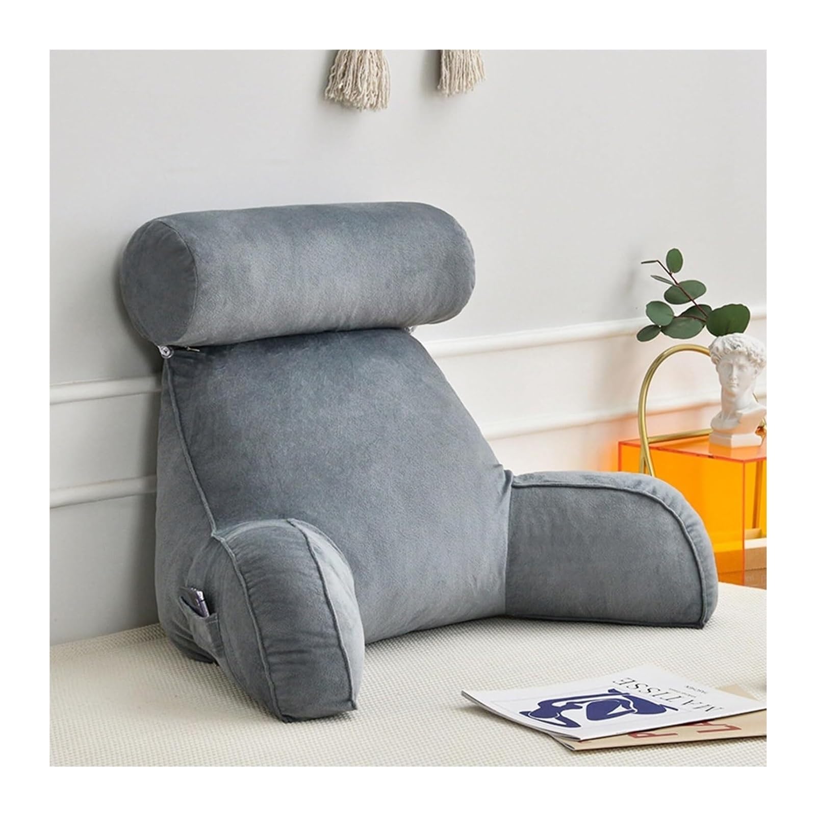 YKMYXZ support pillow， Backrest Multifunctional Support Teens,and Kids For Bed Rest,Arm,Back,Lumbar & Head Neck Coccyx Lower Cushion(Grey)