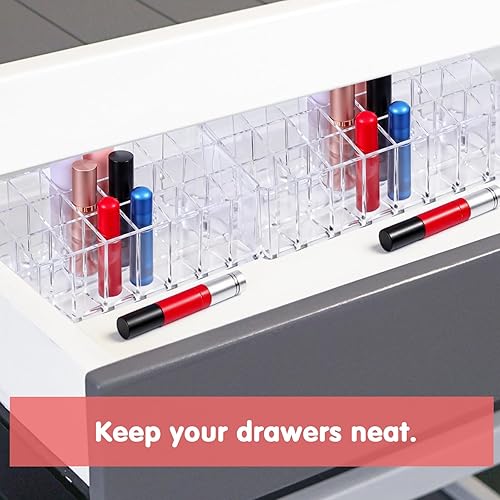 Miniatura 5 de mekueeex Organizador de perfumes Rollerball, 2 unidades, 48 espacios, soporte de almacenamiento de perfume acrílico transparente, soporte de aroma