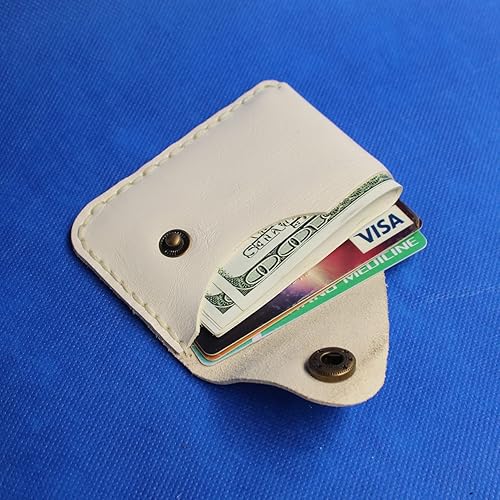 Miniatura 5 de Handmade Genuine Leather Card Holder with Snap Closure - Ultra Slim Minimalist Wallet, Hand-Stitched Compact Front Pocket Card Case for Men & Women