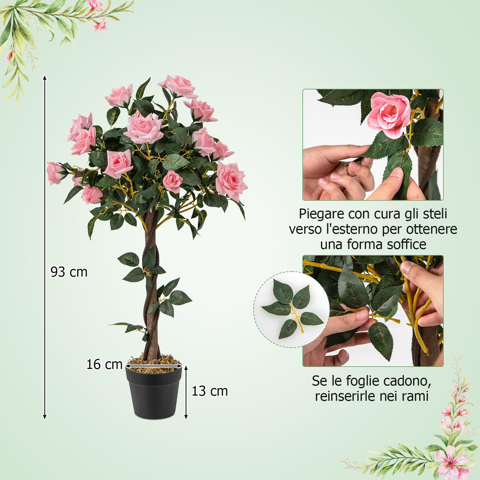 Fiori artificiali realistici per decorazioni fai da te, fiori artificiali freschi e realistici, per mantenere il verde realistico, senza appassire piante in vaso finte, decorazioni per la casa, 4