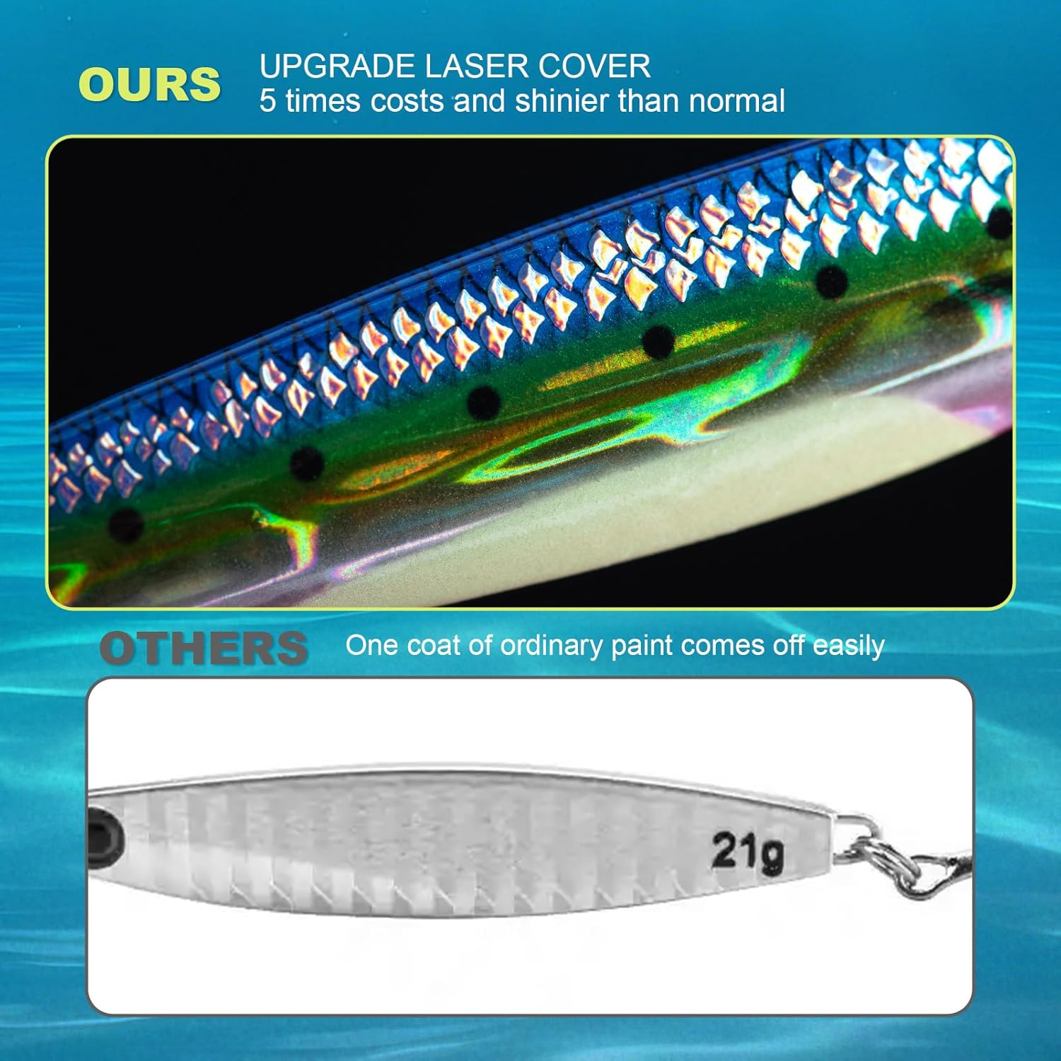 Goture Fishing Jigs, 40g 60g 80g Vertical Jig Saltwater Freshwater, Jig Fishing Lures with Assist Hook and Treble Hook, 5PCS Jigging Spoon Lures, Speed Fast Fall Jigs for Tuna,Salmon,Bass