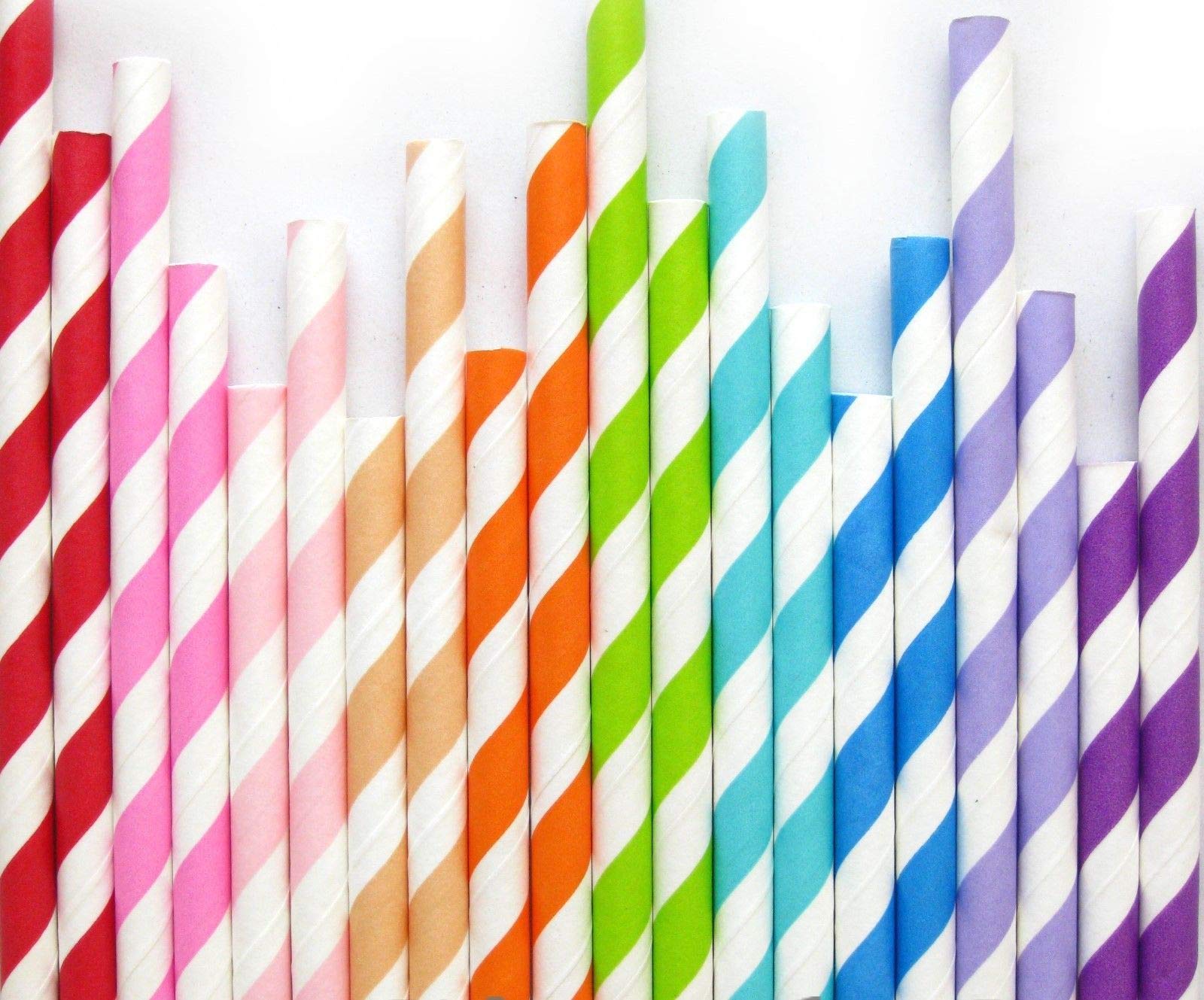 25 x Assorted Colours Paper Straws Eco Friendly Safely Disposable 100% Compostable
