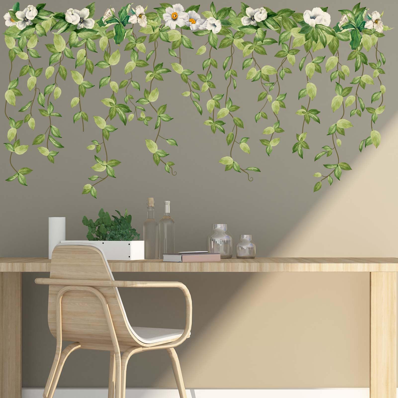 Amimagen Green Hanging Vine Wall Stickers - Nature Leaf Decals For Bedroom, Living Room Decor - View #2