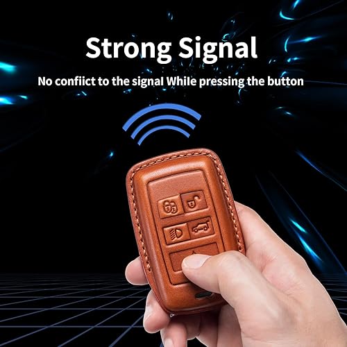 Miniatura 3 de Funda para llavero Volvo de piel auténtica con llavero, compatible con Volvo XC40 XC60 S90, Marrón