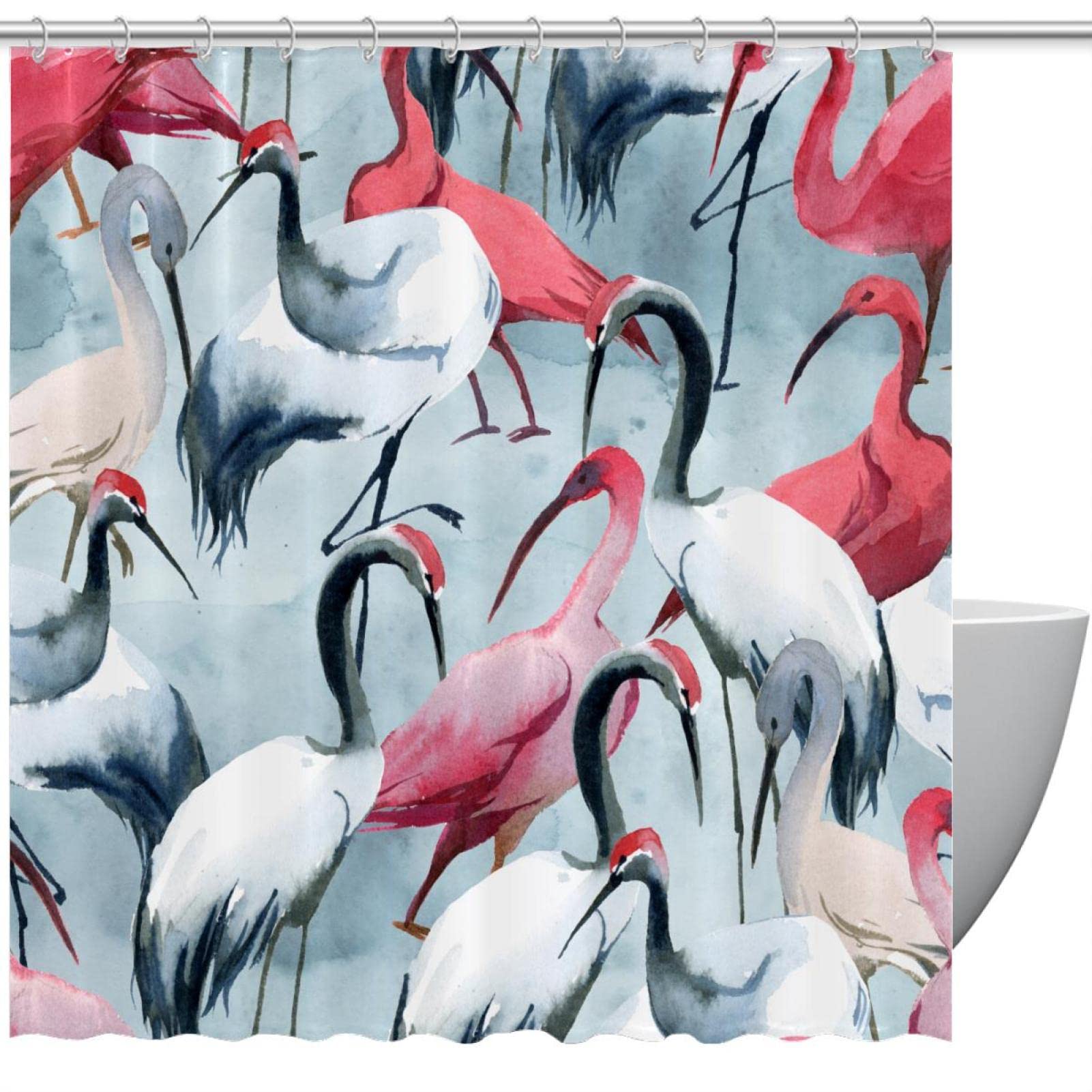 Rideau de douche motif cigogne pour une ambiance spa nature
