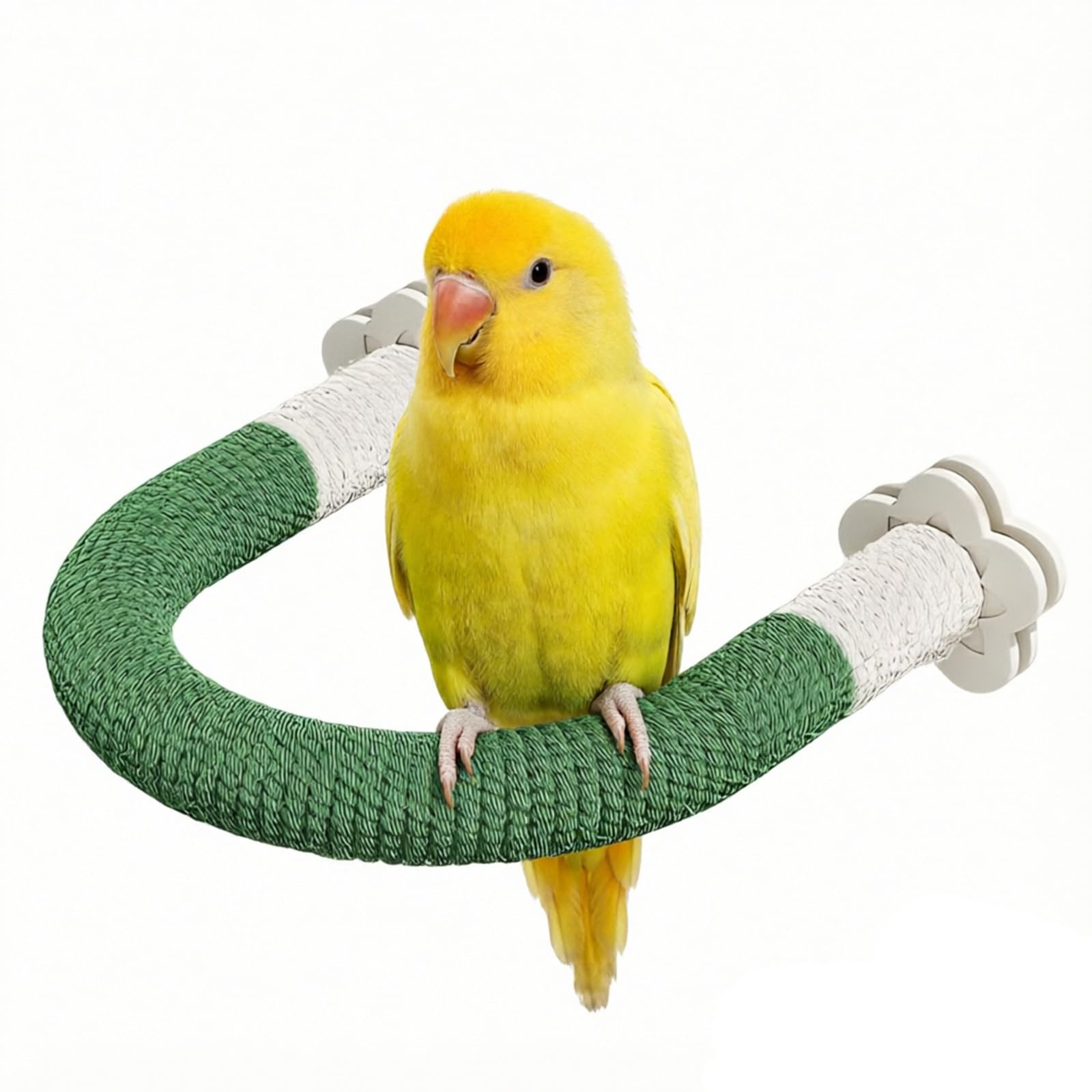 Bird Perches Parrot U Shape Natural Wood Hemp Rope Stand Perch Bird Stick Paw Grinding Perch Birdcage Accessories Perch Standing Toy for Budgerigar, Parakeet, and Other Small to Medium Birds(Green)