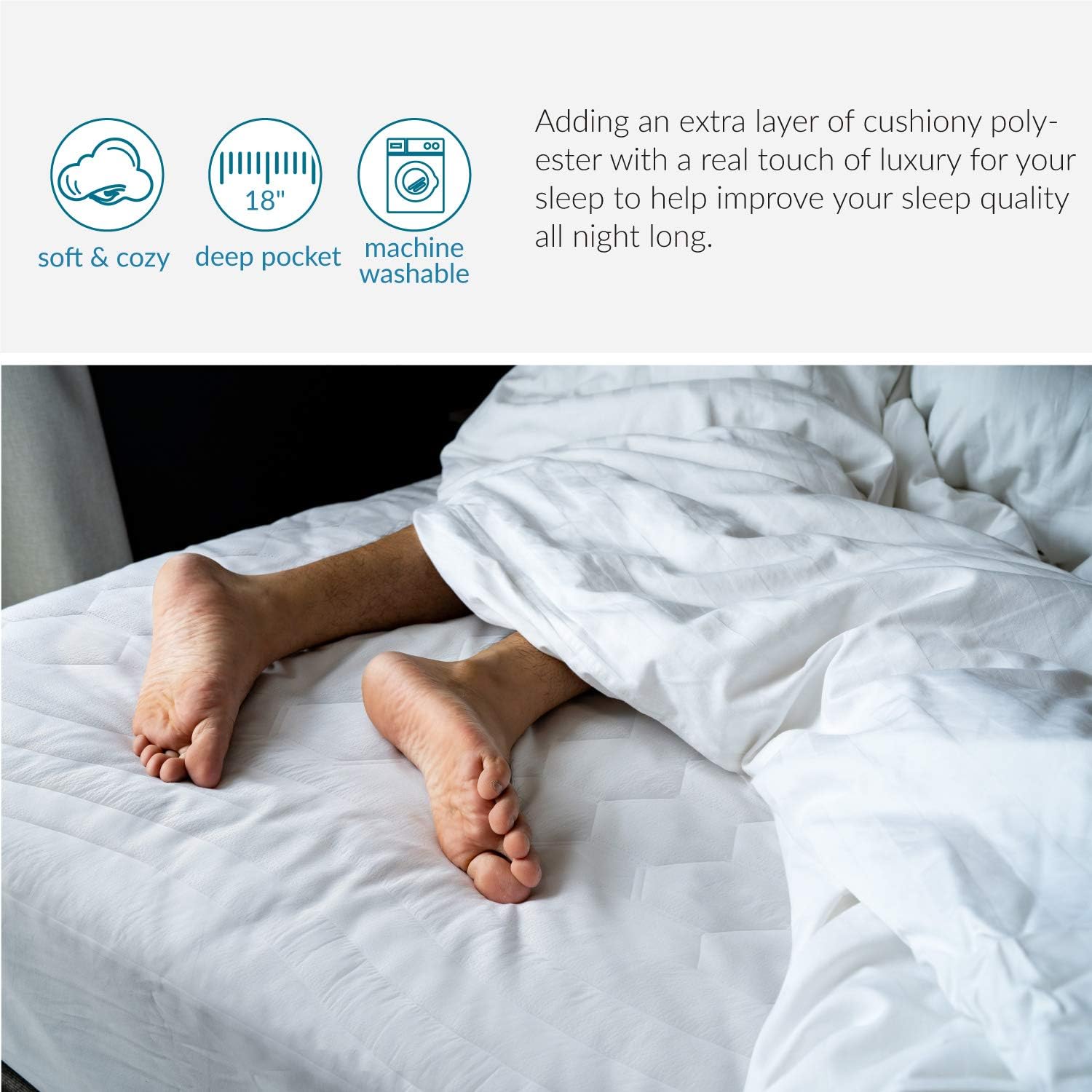 Bedsure Twin XL Mattress Pad Deep Pocket - Quilted Mattress Cover Extra Long for College Dorm PillowTop Hospital Mattress Protector, Fitted Sheet Mattress Cover, 39x80 inches, White : Home & Kitchen