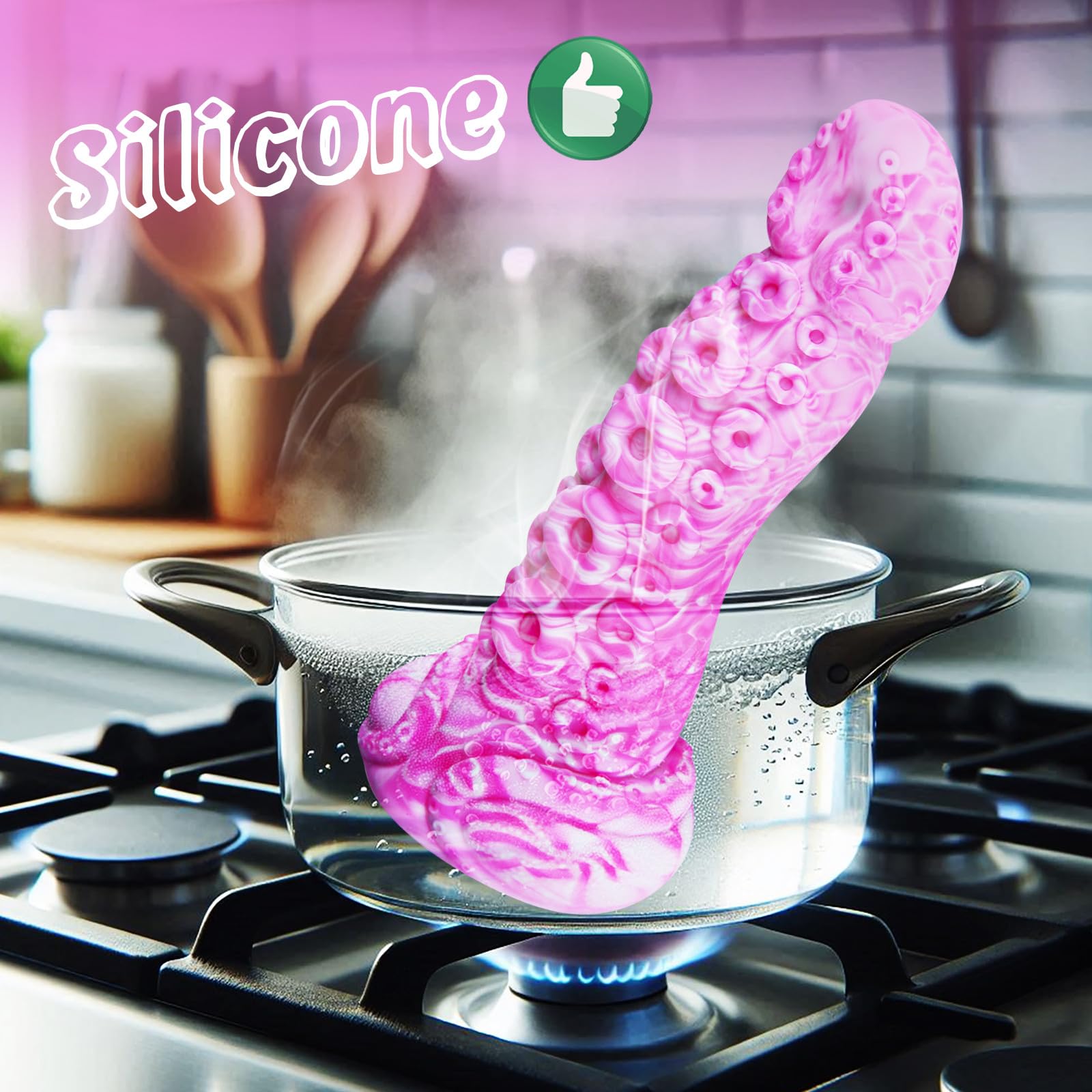 Plug anale in silicone da 24,5 cm con ventosa a tentacolo di polpo spessa, design alieno largo 4,9 cm, stimola punto G e prostata, lungo, spesso e realistico, adatto a donne e uomini