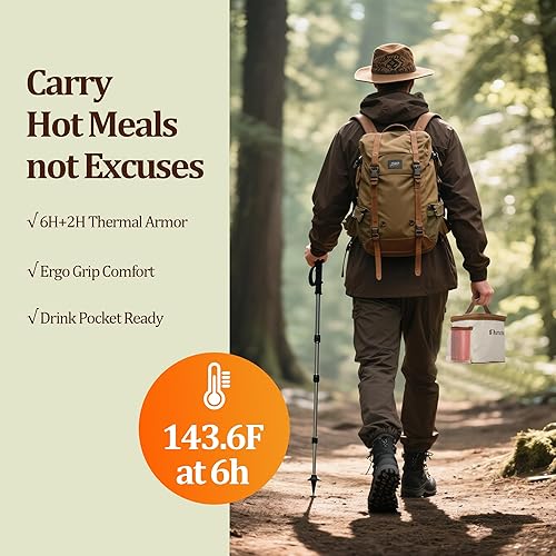 Miniatura 4 de Frasco de alimentos aislado de 40oz con 2 compartimentos, termo a prueba de fugas para alimentos calientes de boca ancha de acero inoxidable incluye